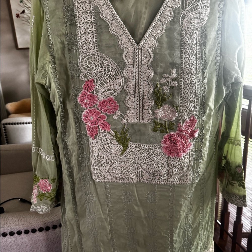 Pakistani crimson Elegant Floral Embroidered Lawn Dress
